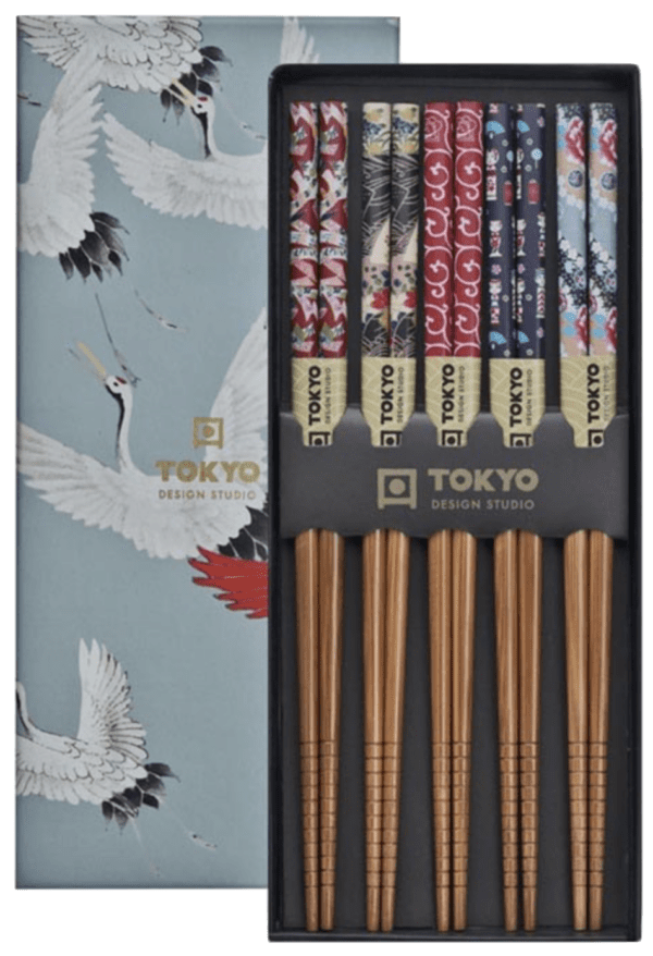 TOKYO DESIGN - SET DE 5 PAIRES DE BAGUETTES OISEAU GRUE